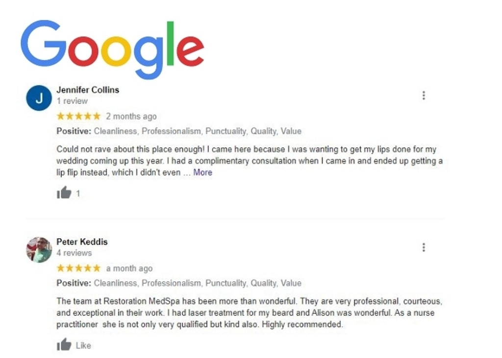 Restoration MedSpa Patients Reviews